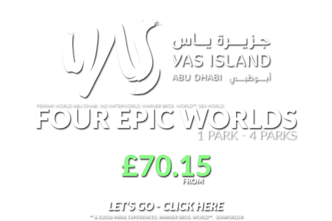 Access Ferrari World, Yas Waterworld, Warner Bros. World™, and SeaWorld on Yas Island with flexible multi-park tickets in Abu Dhabi.